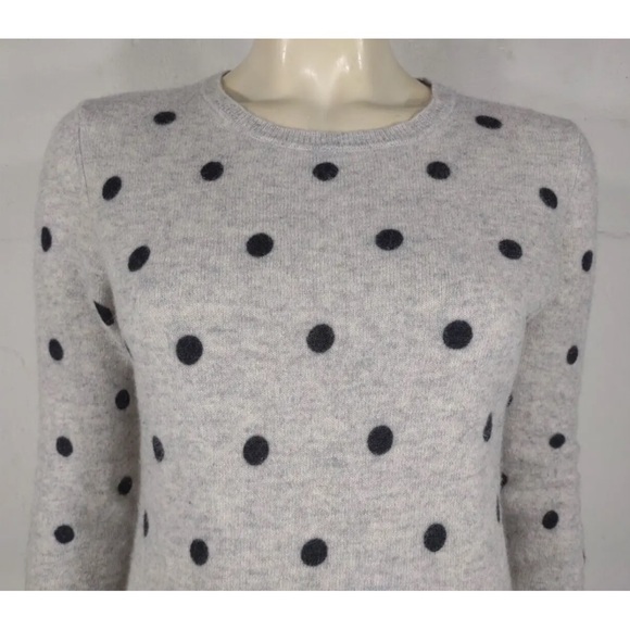 NWOT Rachel Zoe gray black polka dots 2-ply cashmere sweater S Small - Picture 4 of 6